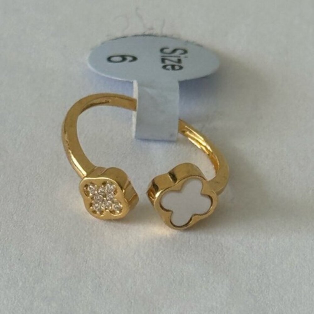 Rachel Zoe Sterling Silver 925 Gold Plated Double Clover Ring Sz. 6 - Picture 7 of 16